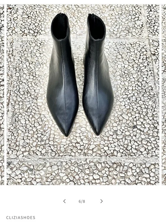 NWOT Clizia Italian booties. Black-European size 40. Leather upper and lining. - Picture 3 of 11